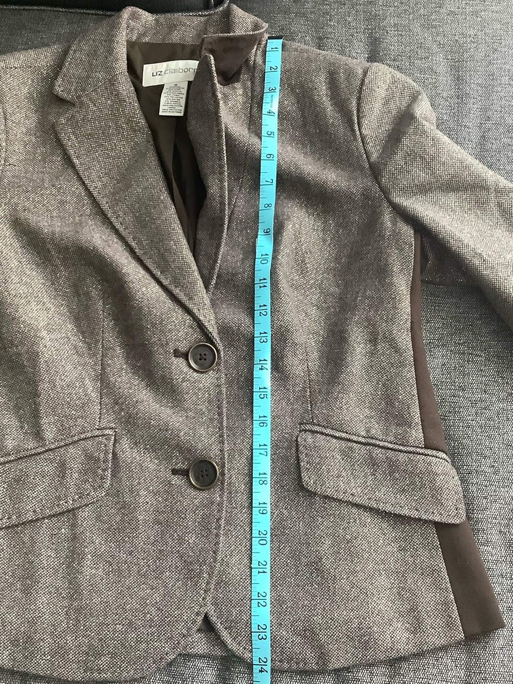 Liz Claiborne elbow patch metallic blazer SZ M - Picture 13 of 13